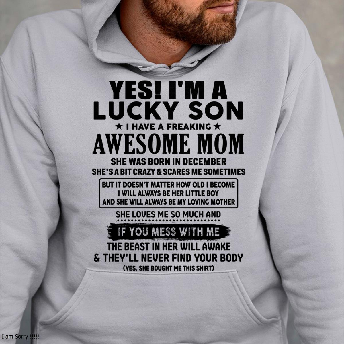 December - I am Lucky Son - Gift For Son From Mom - TLEE12 - (SKU-T1206LMS-12)