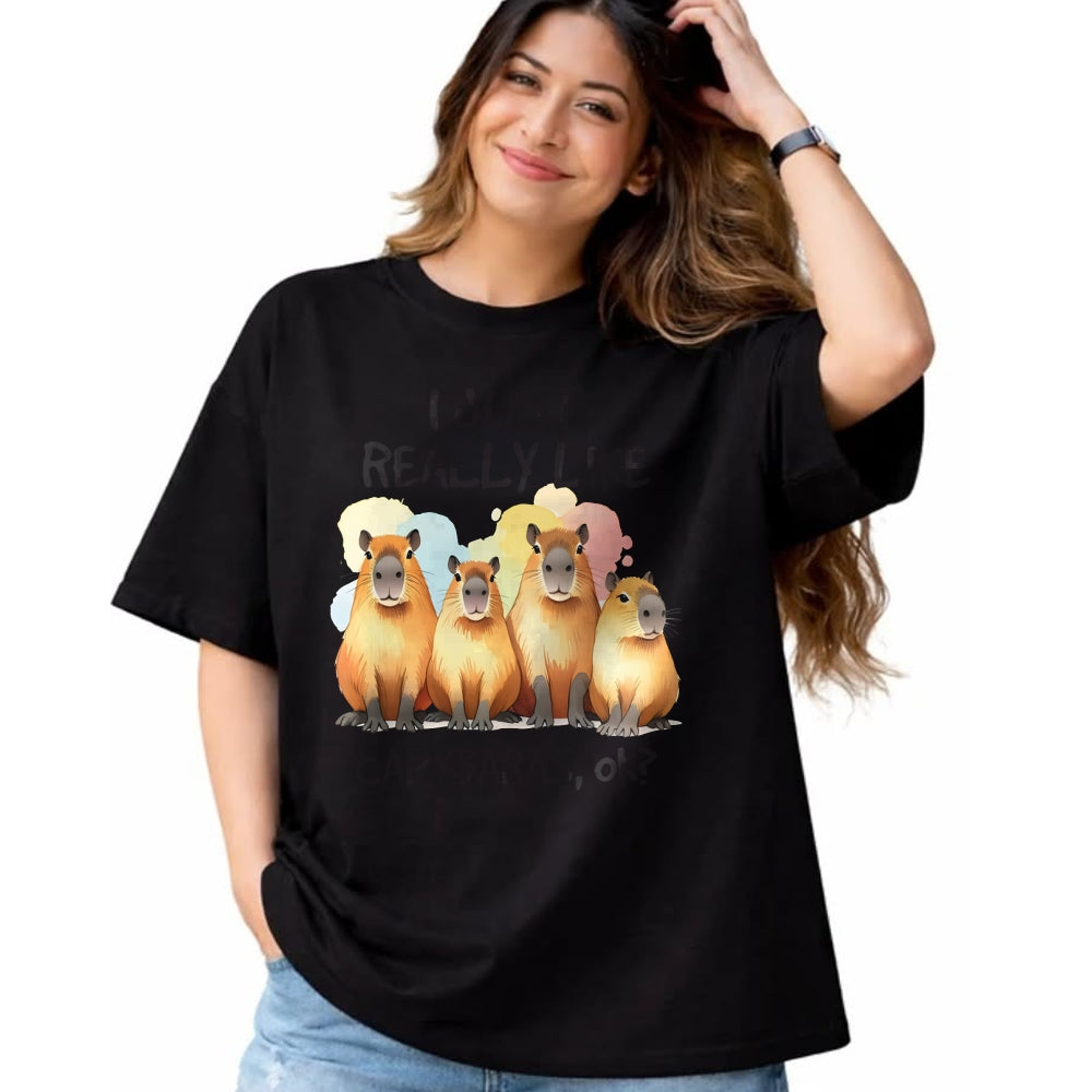Cute Capybara Shirt, Funny Capybara Unisex T-Shirt/Hoodie/Sweatshirt HLT00 - Funny Capybara Long Sleeve T-Shirt (1)