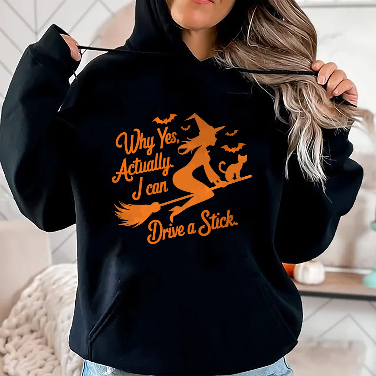 Hallowen Shirts for Family, Funny hallowen shirts, Hallowen Unisex T-Shirt/Hoodie/Sweatshirt HLT00 - Why Yes Actually I Can Drive A Stick Funny Halloween Witch T-Shirt