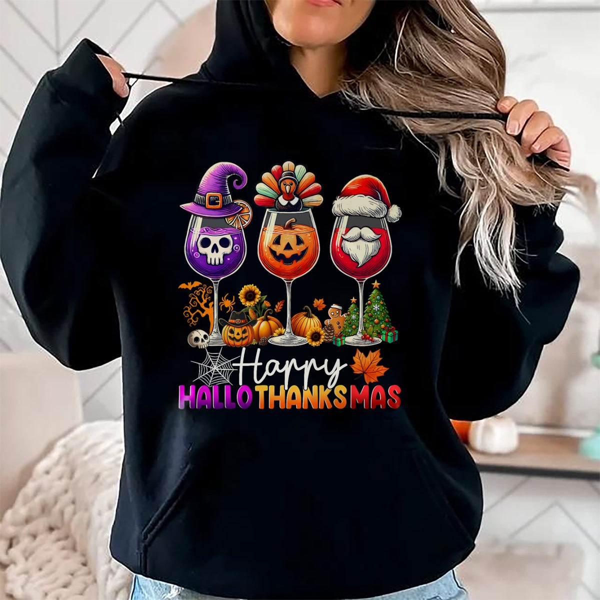 Hallowen Shirts for Family, Funny hallowen shirts, Hallowen Unisex T-Shirt/Hoodie/Sweatshirt HLT00 - Happy Hallothanksmas Halloween Thanksgiving Christmas T-Shirt