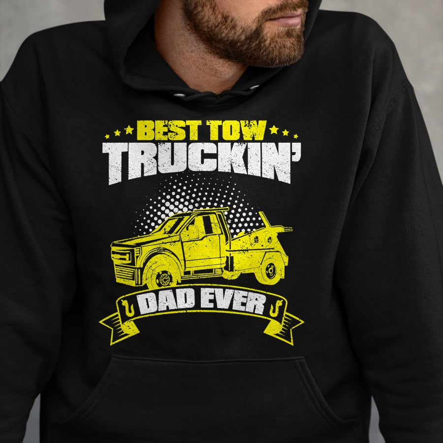 Best Truck Driver Life Shirt, Funny Trucker UnisexT-Shirt/Hoodie/Sweatshirt HLT00 - Tow Truck Driver Daddy Father - Dad Thin Yellow Line Trucker T-Shirt