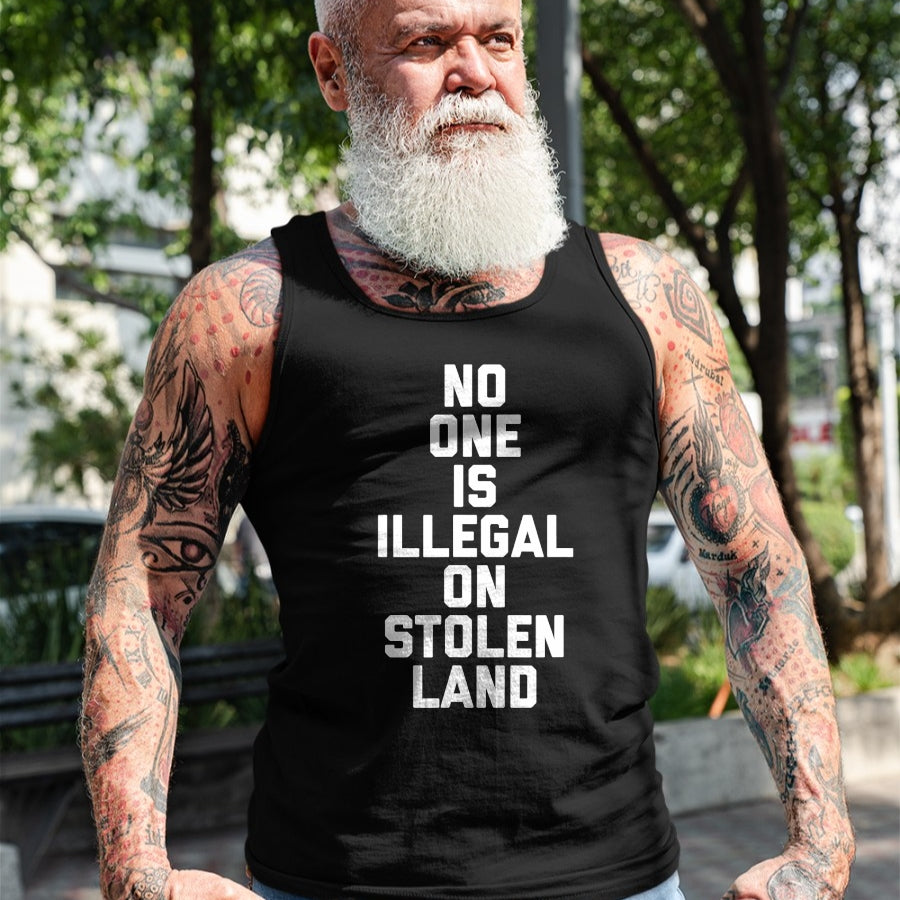Native American T-Shirts, Vintage Native American Unisex T-Shirt/Hoodie/Sweatshirt HLT00 - No One Is Illegal On Stolen Land NATIVE AMERICAN INDIAN