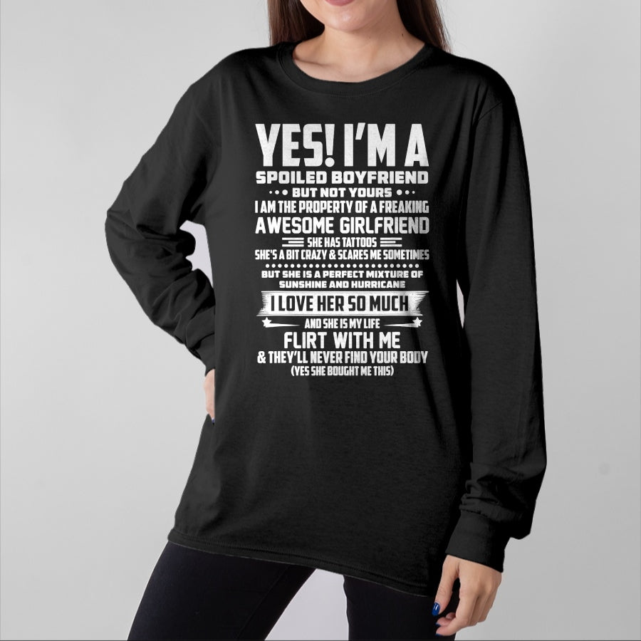 Best Wife Shirt, Wife and Husband Unisex T-Shirt/Hoodie/Sweatshirt HLT00 - Yes! i'm a spoiled boyfriend but not yours T-Shirt