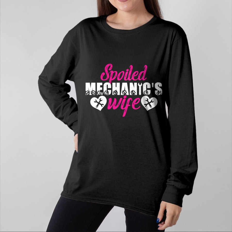 Best Wife Shirt, Wife and Husband Unisex T-Shirt/Hoodie/Sweatshirt HLT00 - Gift for wife T shirt, spoiled wife Spoiled Mechanic's Wife Of A Mechanic Wife Pullover Hoodie