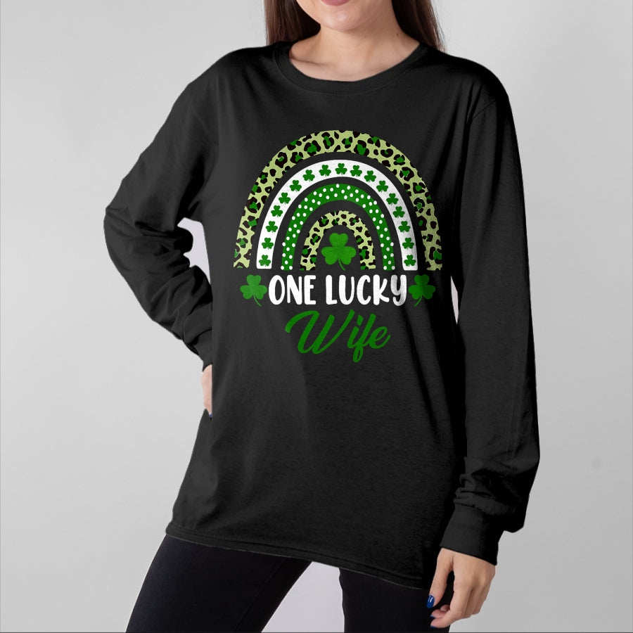Best Wife Shirt, Wife and Husband Unisex T-Shirt/Hoodie/Sweatshirt HLT00 - Gift for wife T shirt, lucky wife One Lucky Wife Rainbow St Patricks Day Lucky Wife T-Shirt