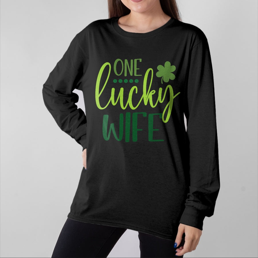 Best Wife Shirt, Wife and Husband Unisex T-Shirt/Hoodie/Sweatshirt HLT00 - Gift for wife T shirt, lucky wife Womens One Lucky Wife Irish Shamrock Happy St Patricks Day Women (1)