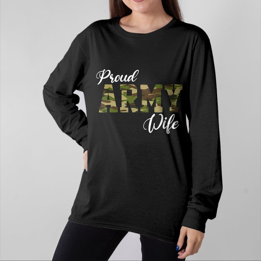 Best Wife Shirt, Wife and Husband Unisex T-Shirt/Hoodie/Sweatshirt HLT00 - Gift for wife T shirt, lucky wife Proud Army Wife For Military Wife Of A Brave US Soldier T-Shirt