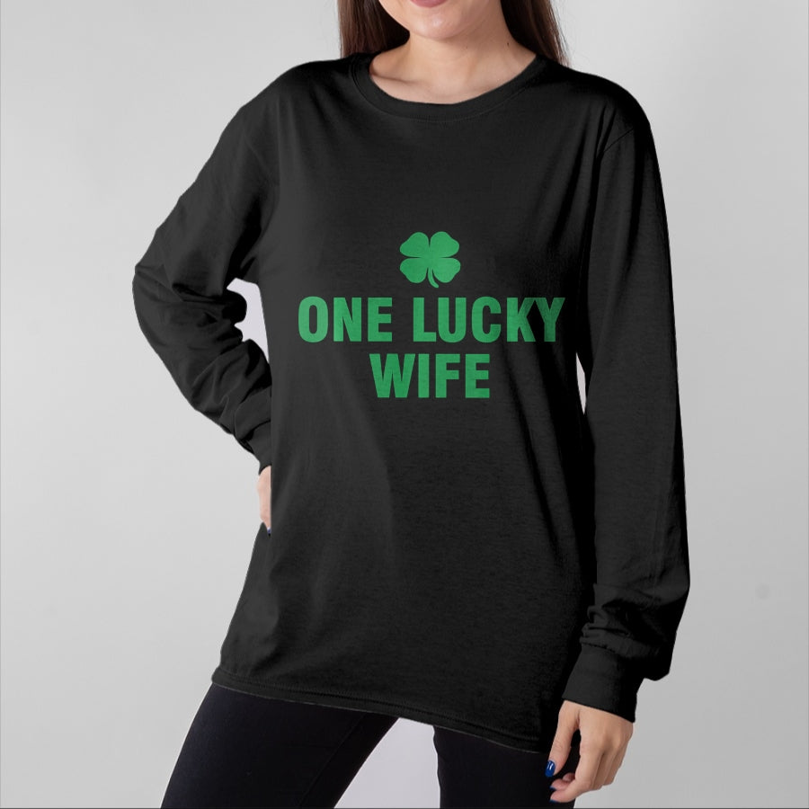 Best Wife Shirt, Wife and Husband Unisex T-Shirt/Hoodie/Sweatshirt HLT00 - Gift for wife T shirt, lucky wife One Lucky Wife Long Sleeve T-Shirt