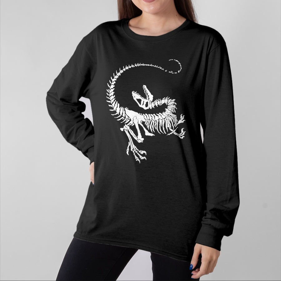 Best Dinosaur Lover Shirt, Funny Dinosaur UnisexT-Shirt/Hoodie/Sweatshirt HLT00 - Velociraptor Dinosaur Fossil Skeleton Paleontology T-Shirt, Men, Black, 3X-Large