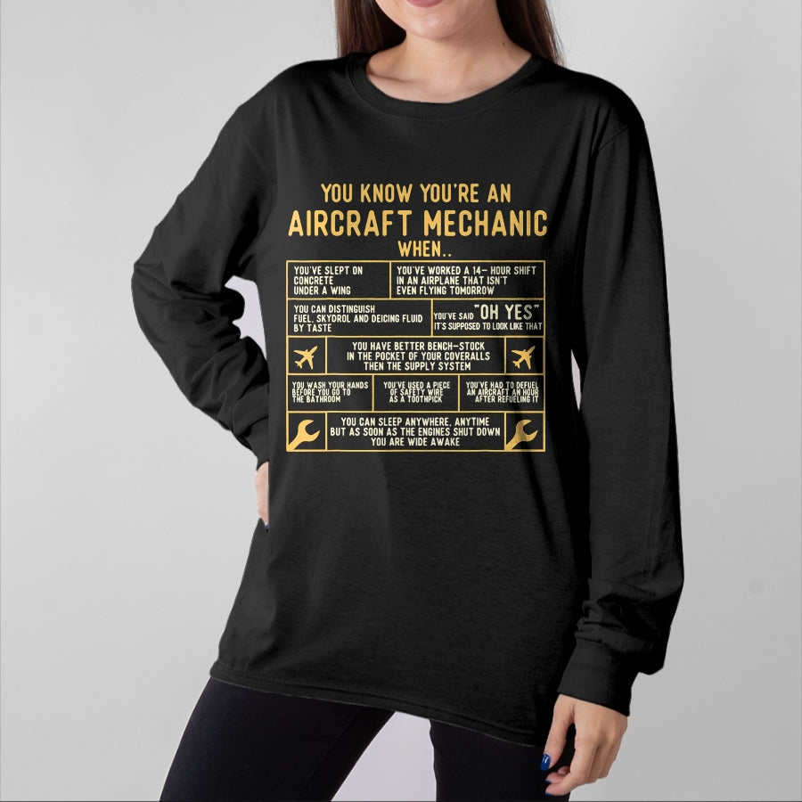 Best Mechanic Life Shirt, Funny Mechanic UnisexT-Shirt/Hoodie/Sweatshirt HLT00 - You Know You're an Aircraft Mechanic - Airplane Maintenance T-Shirt Small