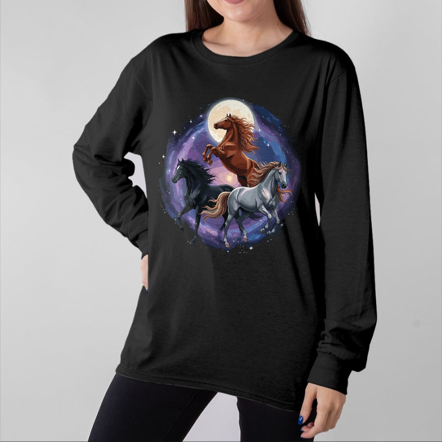 Best Horse Lover Shirt , Funny Horse UnisexT-Shirt/Hoodie/Sweatshirt HLT00 - Three Moon Funny Horse Shirt Space Galaxy Horses Graphic T-Shirt