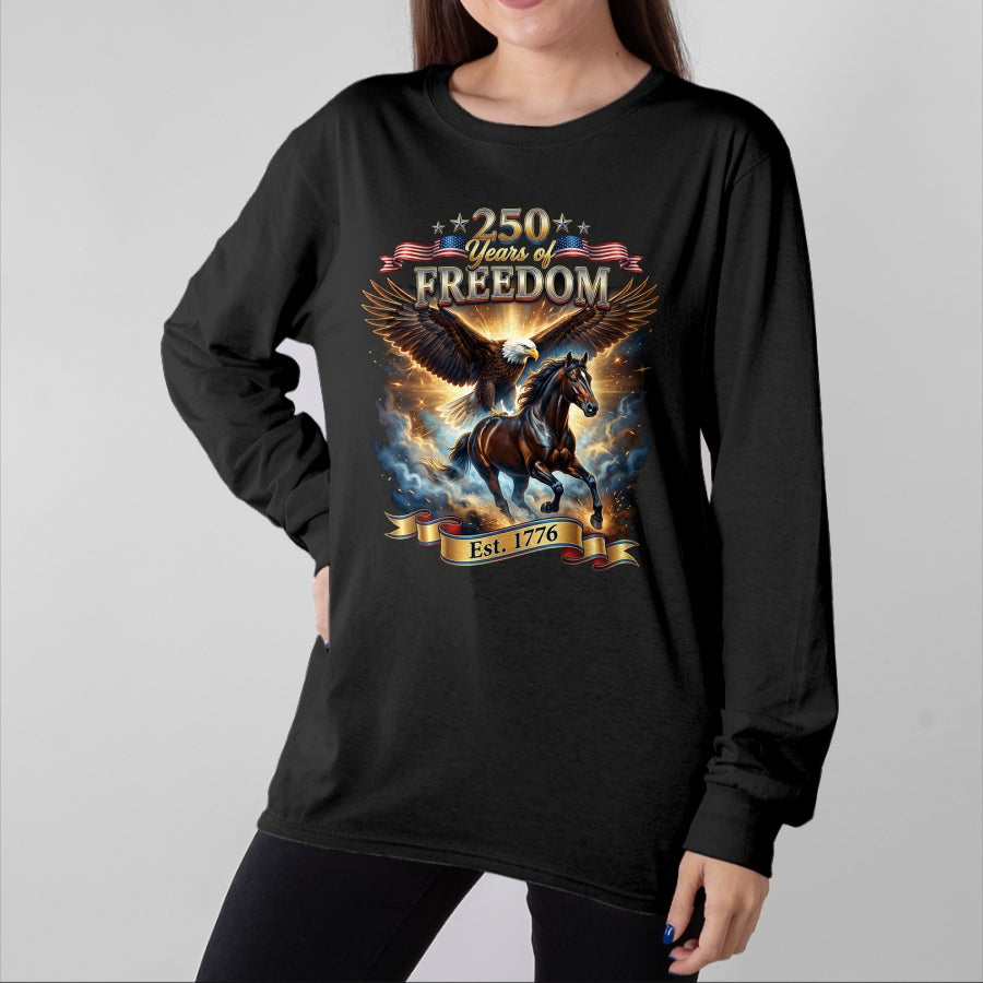 Best Horse Lover Shirt , Funny Horse UnisexT-Shirt/Hoodie/Sweatshirt HLT00 - Patriotic Eagle Horse 250th of Freedom USA 1776 Anniversary T-Shirt