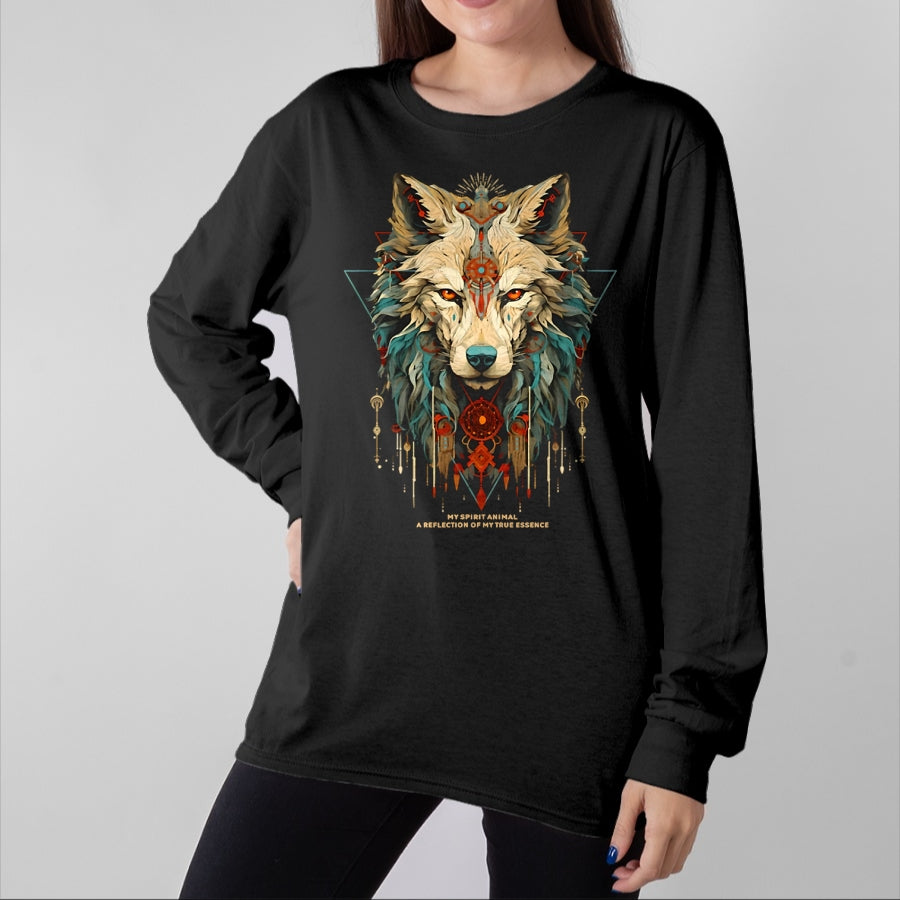 Native American T-Shirts, Vintage Native American Unisex T-Shirt/Hoodie/Sweatshirt HLT00 - Wolf Spirit Animal Sacred Shaman Native American Clan