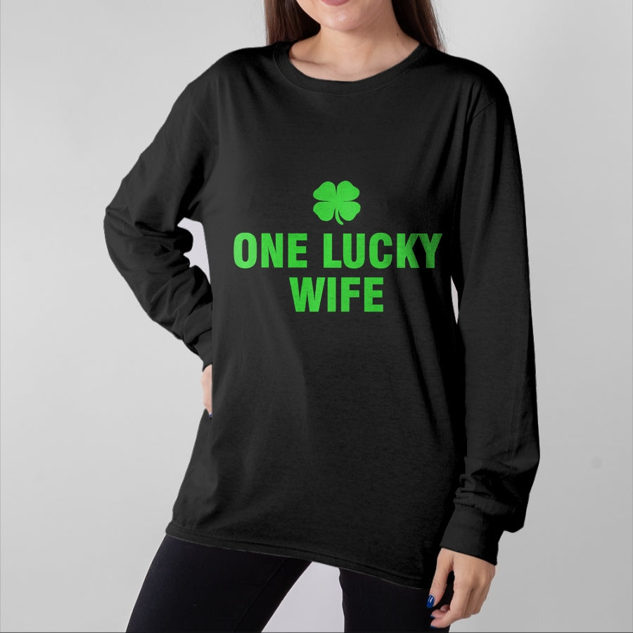 Best Wife Shirt, Wife and Husband Unisex T-Shirt/Hoodie/Sweatshirt HLT00 - Gift for wife T shirt, lucky wife One Lucky Wife Premium T-Shirt (1)