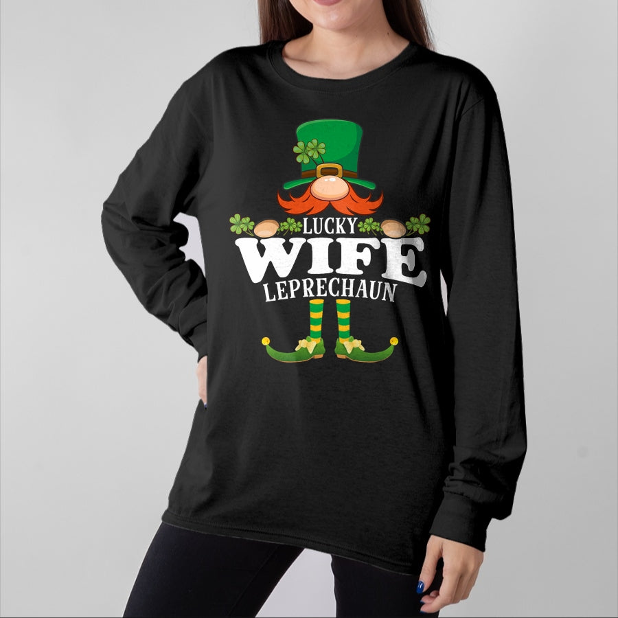 Best Wife Shirt, Wife and Husband Unisex T-Shirt/Hoodie/Sweatshirt HLT00 - Gift for wife T shirt, lucky wife Lucky Wife Leprechaun Funny St. Patricks Day T-Shirt