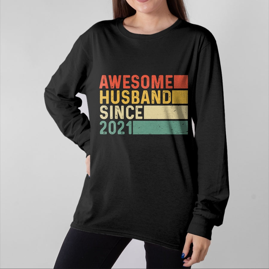 Best Wife Shirt, Wife and Husband Unisex T-Shirt/Hoodie/Sweatshirt HLT00 - 3rd Year Wedding Anniversary Epic Awesome Husband Since 2021 T-Shirt (1)