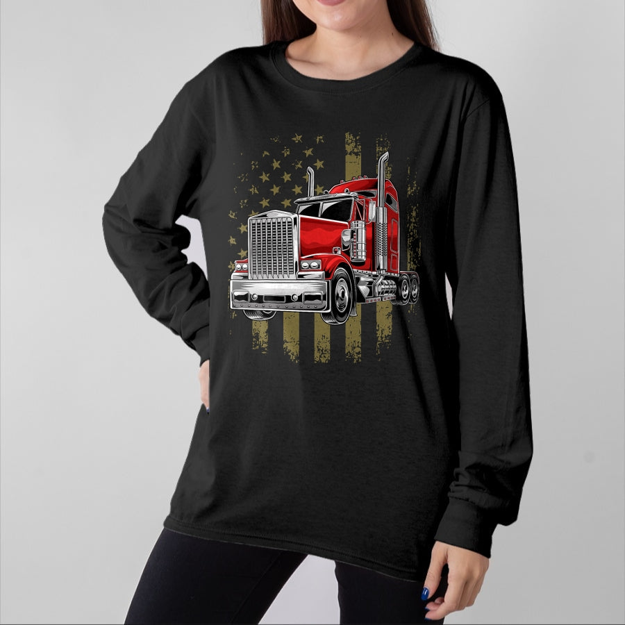 Best Truck Driver Life Shirt, Funny Trucker UnisexT-Shirt/Hoodie/Sweatshirt HLT00 - Patriotic Truck Driver American Flag Shirt Trucker Gifts Men T-Shirt