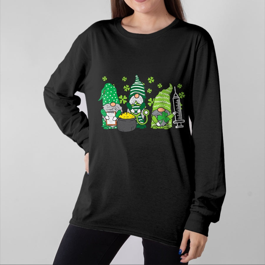 Funny Nurse Shirt, Nurse Unisex T-Shirt/Hoodie/Sweatshirt HLT00 - Gnome Nurses Saint Pattys Scrub Nurse St Patricks Day Women T-Shirt