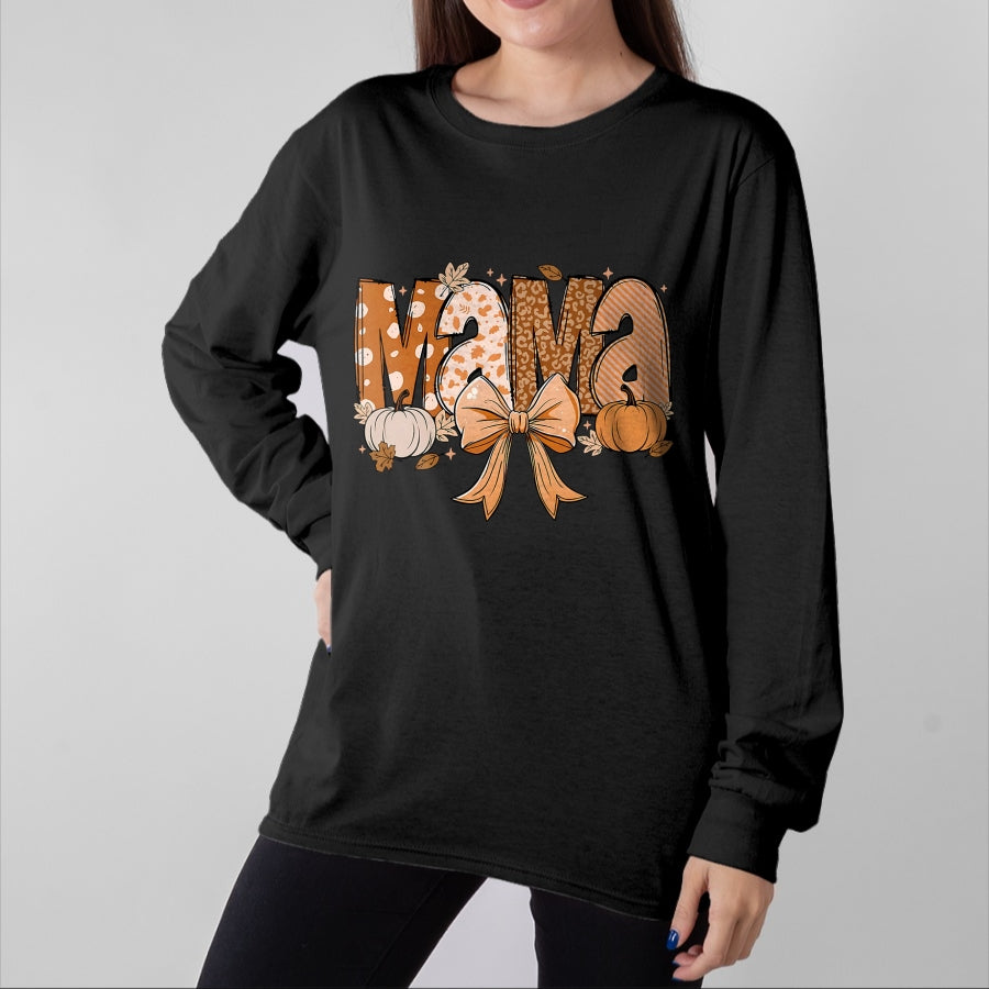 Best Thanksgiving Family Shirt , Funny Thanksgiving UnisexT-Shirt/Hoodie/Sweatshirt HLT00 - Retro Mama Coquette Bows Leopard Mom Fall Thanksgiving Women T-Shirt