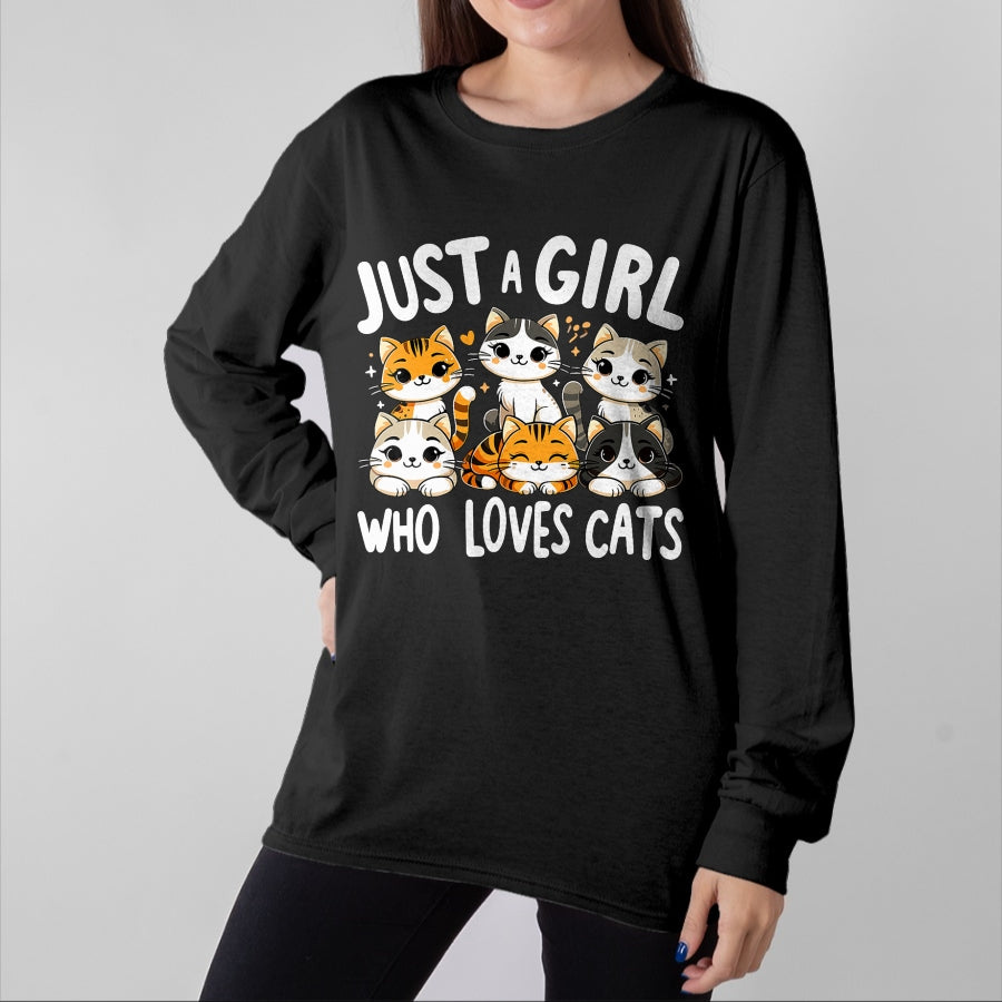 Cat Love Shirt, Funny Cat Lover Gift UnisexT-Shirt/Hoodie/Sweatshirt HLT00 - Cats Lover Just A Girl Who Loves Cat T-Shirt