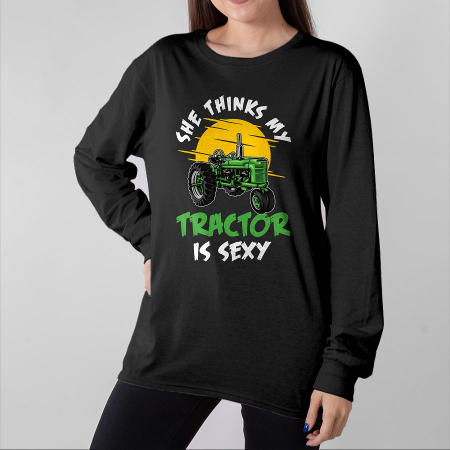 Best Farmer Life Shirt, Funny Farmer UnisexT-Shirt/Hoodie/Sweatshirt HLT00 - she thinks my tractor is sexy Design perfect for any farmer T-Shirt