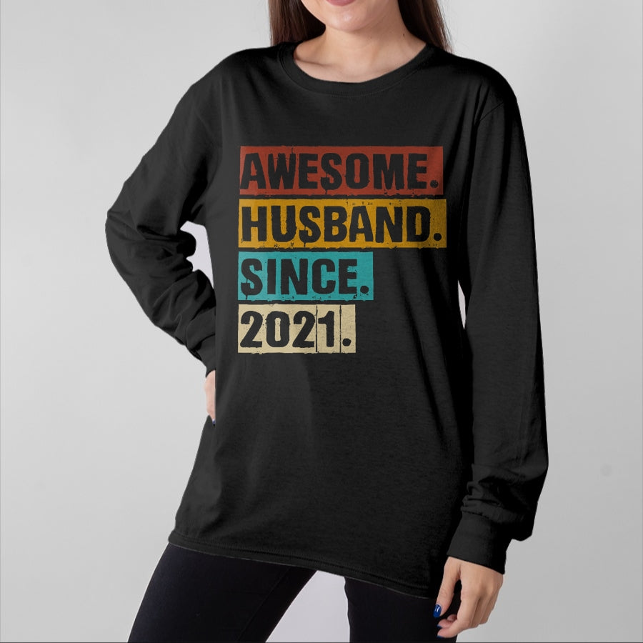 Best Wife Shirt, Wife and Husband Unisex T-Shirt/Hoodie/Sweatshirt HLT00 - 3rd Year Wedding Anniversary Epic Awesome Husband Since 2021 T-Shirt (2)
