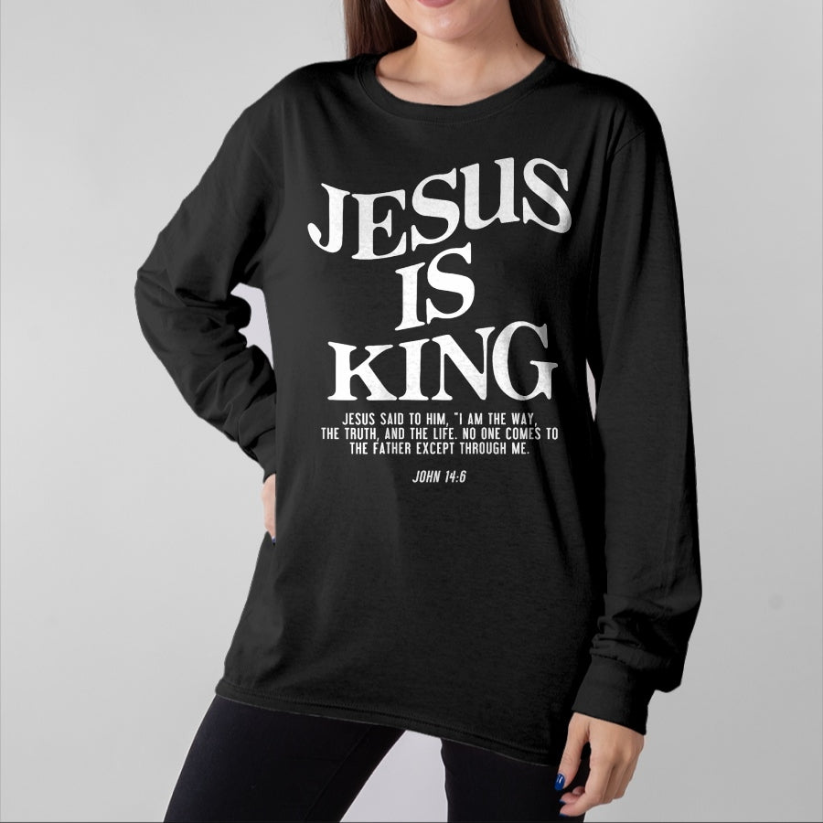Christian Tee, Christian Faith Unisex T-Shirt/Hoodie/Sweatshirt HLT00 - Jesus Is King Jesus John 146 Costume Christian (On Back) T-Shirt (2)