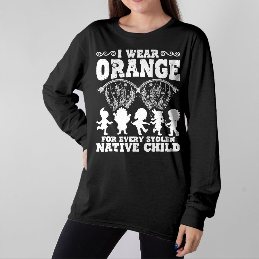 Native American T-Shirts, Vintage Native American Unisex T-Shirt/Hoodie/Sweatshirt HLT00 - Indian Pride Native American Orange For Native Child