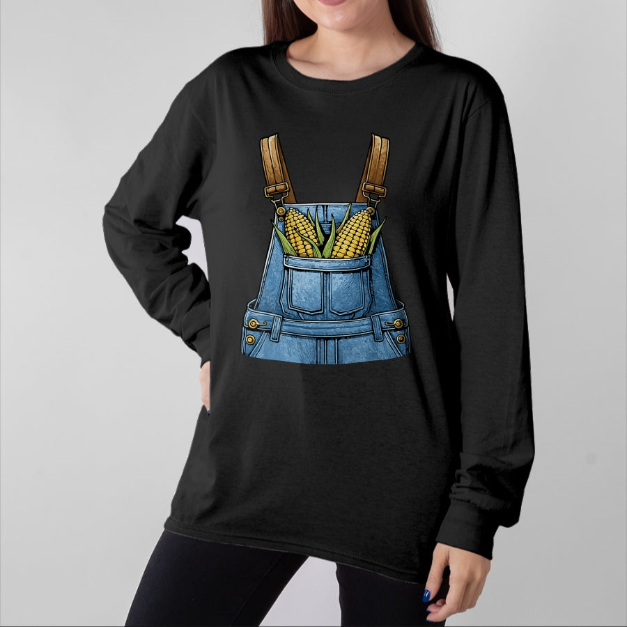 Best Farmer Life Shirt, Funny Farmer UnisexT-Shirt/Hoodie/Sweatshirt HLT00 - Corn Pocket Fake Denim Overalls Farmer Costume T-Shirt