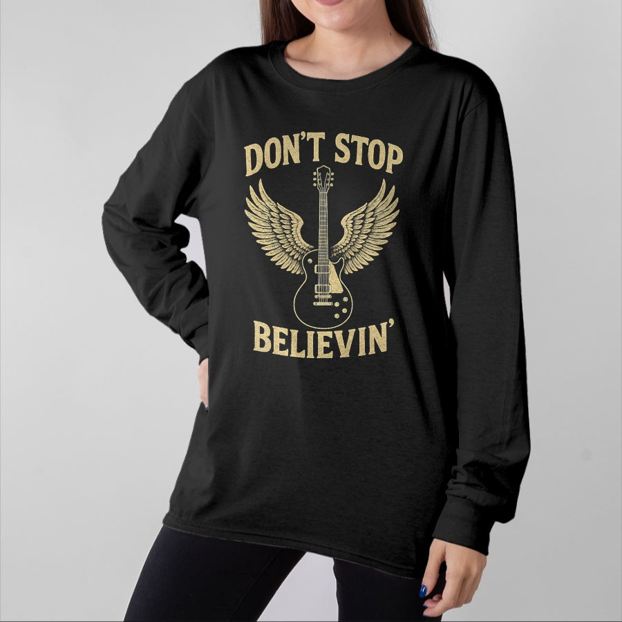 Guitar Lover Shirt, Funny Guitar UnisexT-Shirt/Hoodie/Sweatshirt HLT00 - Donβt Stop Believing 80s 90s Classic Rock Graphic T-Shirt
