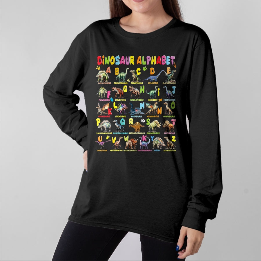 Best Dinosaur Lover Shirt, Funny Dinosaur UnisexT-Shirt/Hoodie/Sweatshirt HLT00 - Types of Dinosaurs Alphabet A-Z ABC Dino Boys Kids Girls T-Shirt, Men, Black, 3X-Large