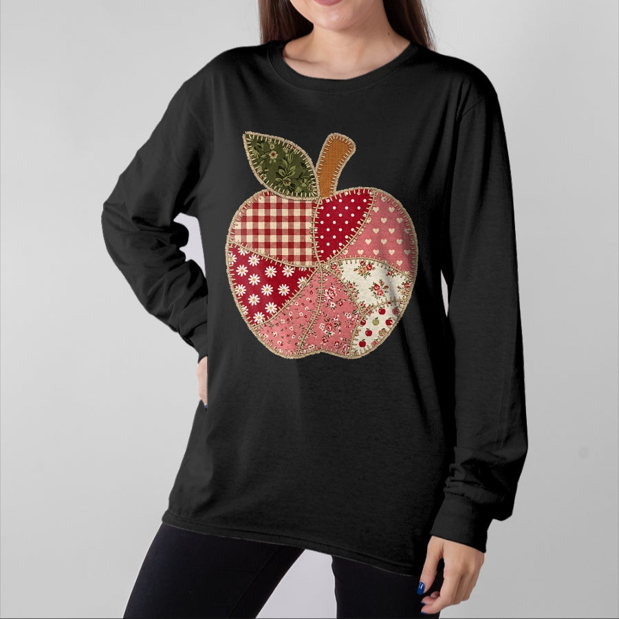 Best Teacher Shirt, Funny Teacher UnisexT-Shirt/Hoodie/Sweatshirt HLT00 - Vintage Quilted Apple Cute Teacher Back to School T-Shirt