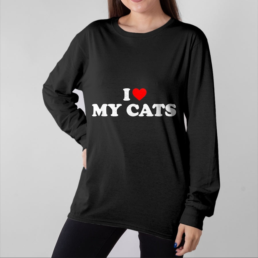 Cat Love Shirt, Funny Cat Lover Gift UnisexT-Shirt/Hoodie/Sweatshirt HLT00 - I Love My Cats T-Shirt, Women, Black, X-Small (1)
