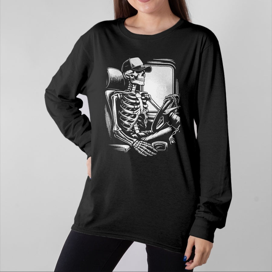 Best Truck Driver Life Shirt, Funny Trucker UnisexT-Shirt/Hoodie/Sweatshirt HLT00 - Skeleton Truck Driver Funny Big Trucking Truck Enthusiasts T-Shirt