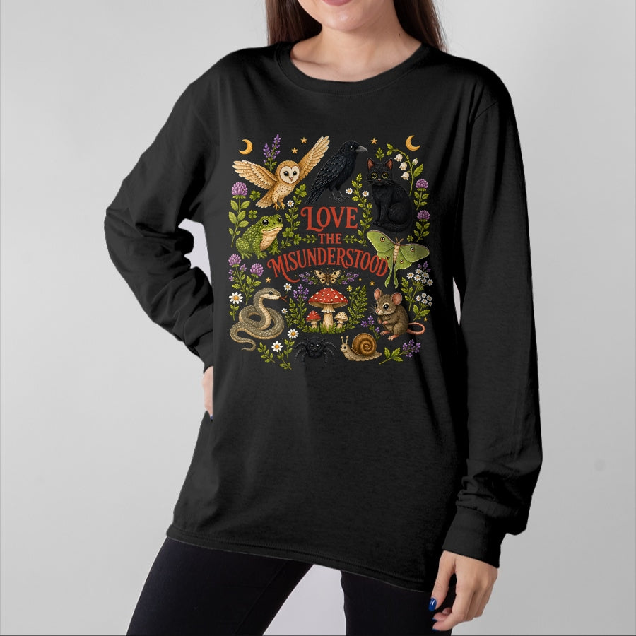 Cat Love Shirt, Funny Cat Lover Gift UnisexT-Shirt/Hoodie/Sweatshirt HLT00 - Love The Misunderstood Bat Raven Cat Snake Spider Moth Frog T-Shirt (3)