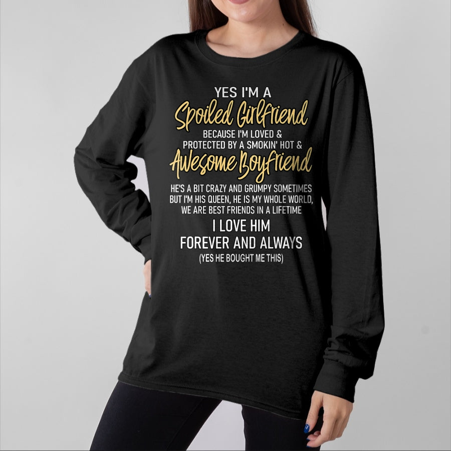 Best Wife Shirt, Wife and Husband Unisex T-Shirt/Hoodie/Sweatshirt HLT00 - Gift for wife T shirt, lucky wife Lucky Wife Yes I'm A Spoiled Loved Protected Girlfriend T-Shirt