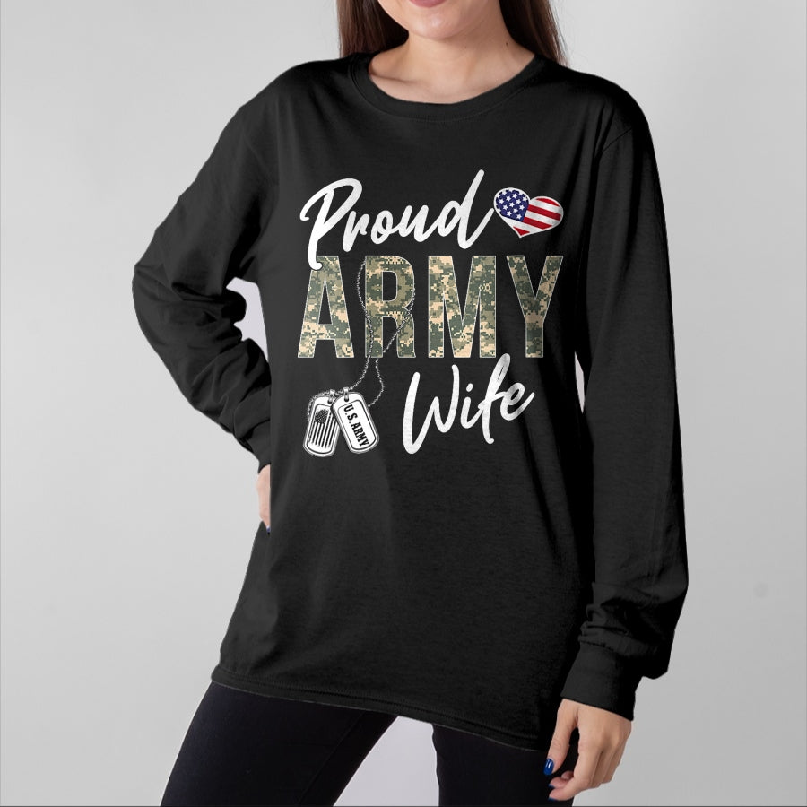 Best Wife Shirt, Wife and Husband Unisex T-Shirt/Hoodie/Sweatshirt HLT00 - Gift for wife T shirt, lucky wife Womens Proud Army Wife Army Graduation Wife US Army Wife Gifts V