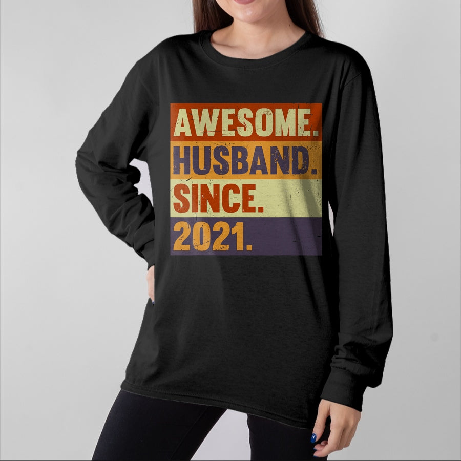 Best Wife Shirt, Wife and Husband Unisex T-Shirt/Hoodie/Sweatshirt HLT00 - 3rd Year Wedding Anniversary Epic Awesome Husband Since 2021 T-Shirt
