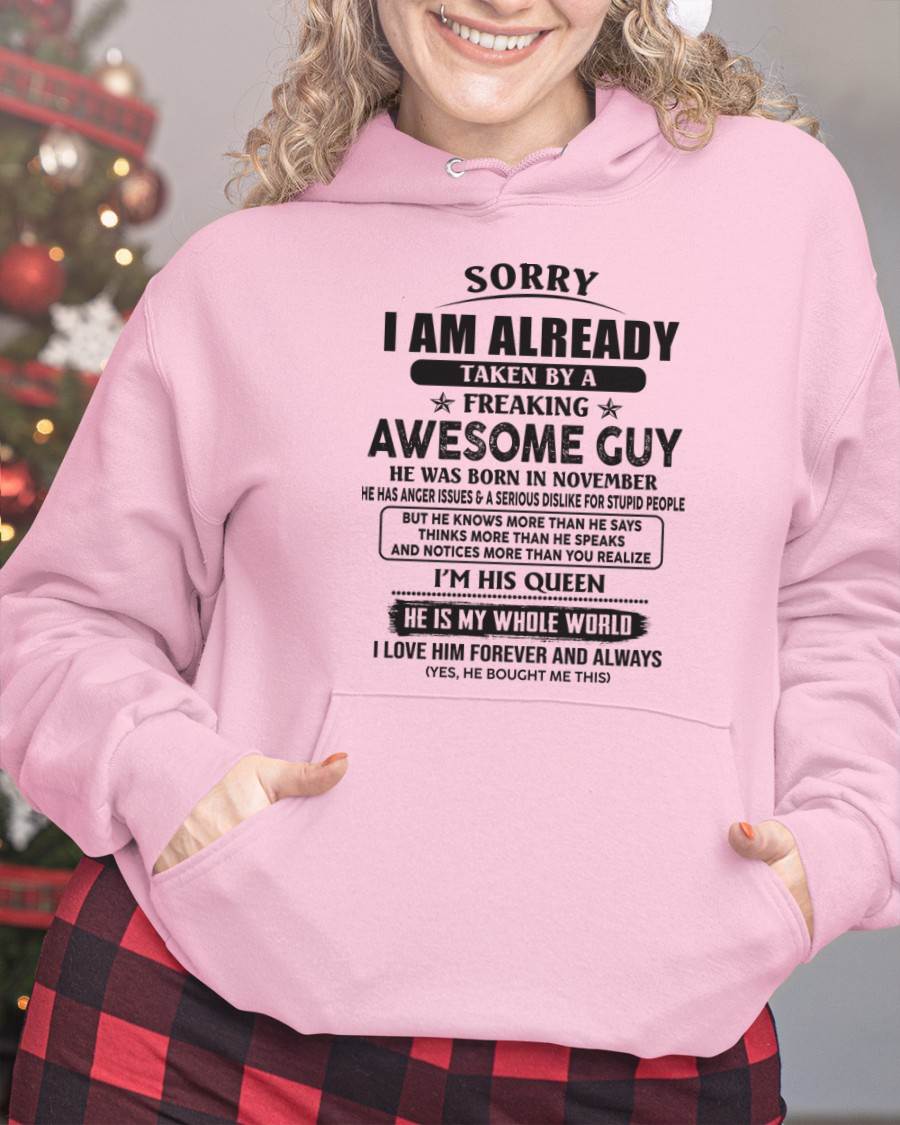 November - Sorry I Am Already Taken By A Freaking Awesome Guy - Gift From Husband - TLEE11 (SKU07-177-11)