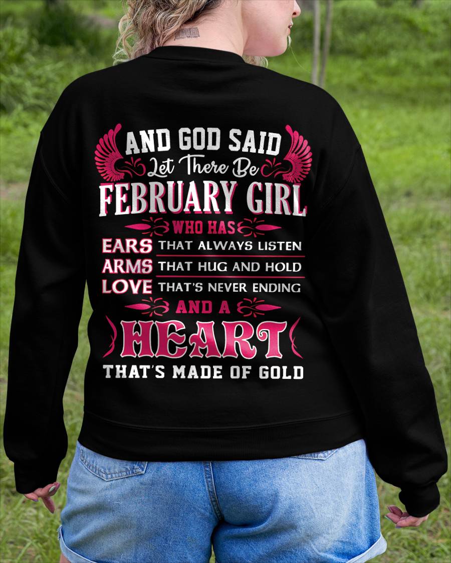 FEBRUARY GIRL – EARS THAT LISTEN ARMS THAT HUG LOVE NEVER ENDING HEART OF GOLD - FOR WOMEN - TLEE02 (SKU09-75-02)
