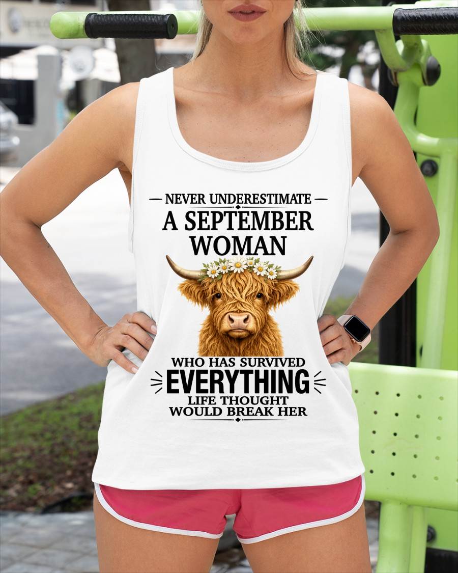 SEPTEMBER WOMAN HIGHLAND COW SHIRT - FOR WOMEN - TLEE09 (SKU2606-158-09)