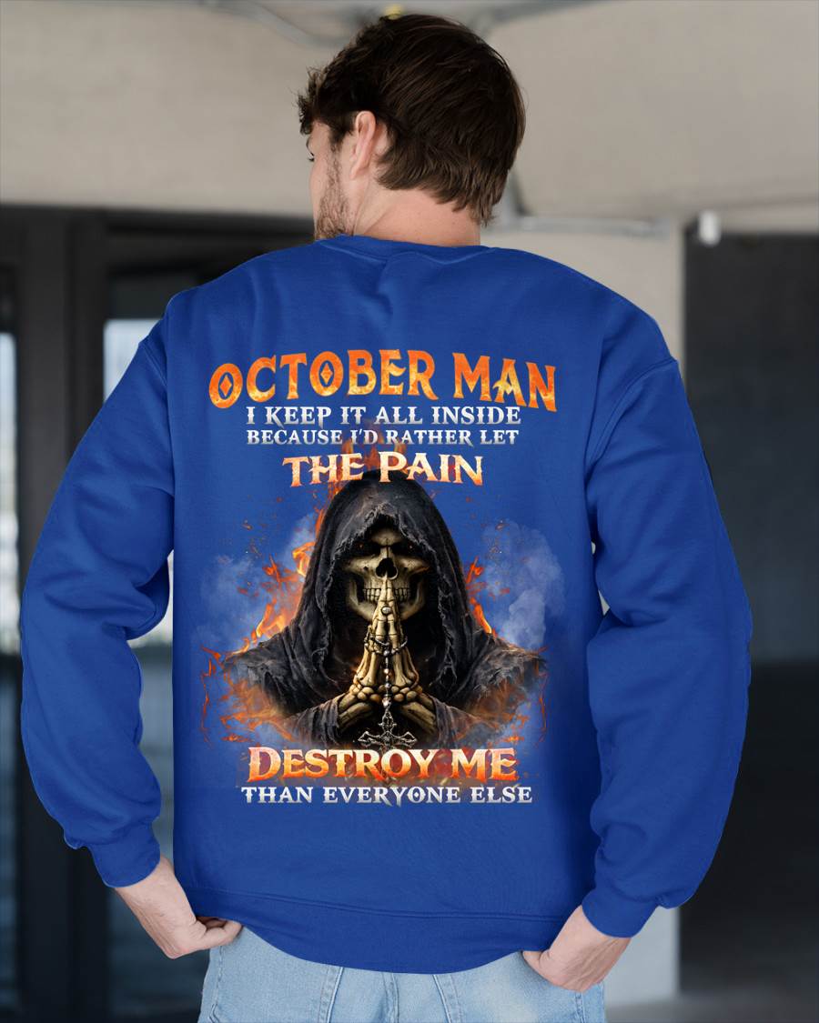 OCTOBER MAN SKULL SHIRT – I KEEP IT ALL INSIDE DARK GOTHIC T-SHIRT - FOR MAN - TLEE10 (SKU2604-136-10)