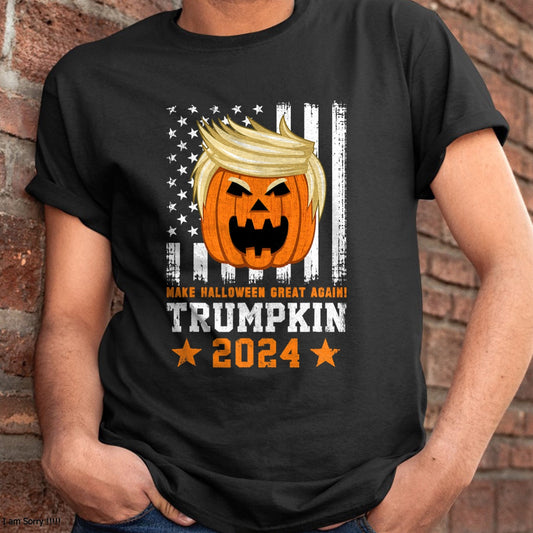 Hallowen Shirts for Family, Funny hallowen shirts, Hallowen Unisex T-Shirt/Hoodie/Sweatshirt HLT00 - Trumpkin 2024 USA Make Halloween Great Again Funny Trump T-Shirt