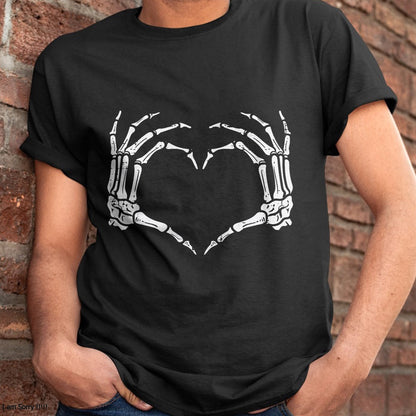 Hallowen Shirts for Family, Funny hallowen shirts, Hallowen Unisex T-Shirt/Hoodie/Sweatshirt HLT00 - Skeleton Hands Heart Sign Retro Halloween Costume Women Girl T-Shirt
