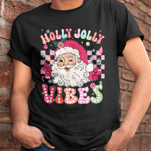Christmas Shirts for Family, Funny christmas shirts, Christmas Unisex T-Shirt/Hoodie/Sweatshirt HLT00 - Groovy Cute Santa Claus Christmas Vibes Xmas Girls Womens T-Shirt