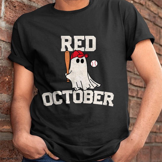 Hallowen Shirts for Family, Funny hallowen shirts, Hallowen Unisex T-Shirt/Hoodie/Sweatshirt HLT00 - Red October Halloween Ghost Playing Baseball Funny Baseball T-Shirt
