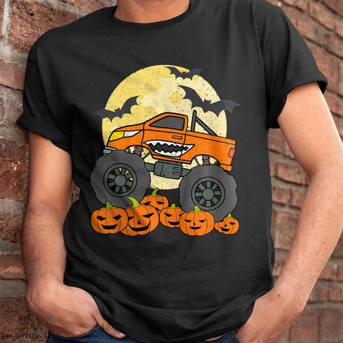 Hallowen Shirts for Family, Funny hallowen shirts, Hallowen Unisex T-Shirt/Hoodie/Sweatshirt HLT00 - Kids Monster Truck Halloween Jack O Lantern Moon Pumpkin Toddler T-Shirt