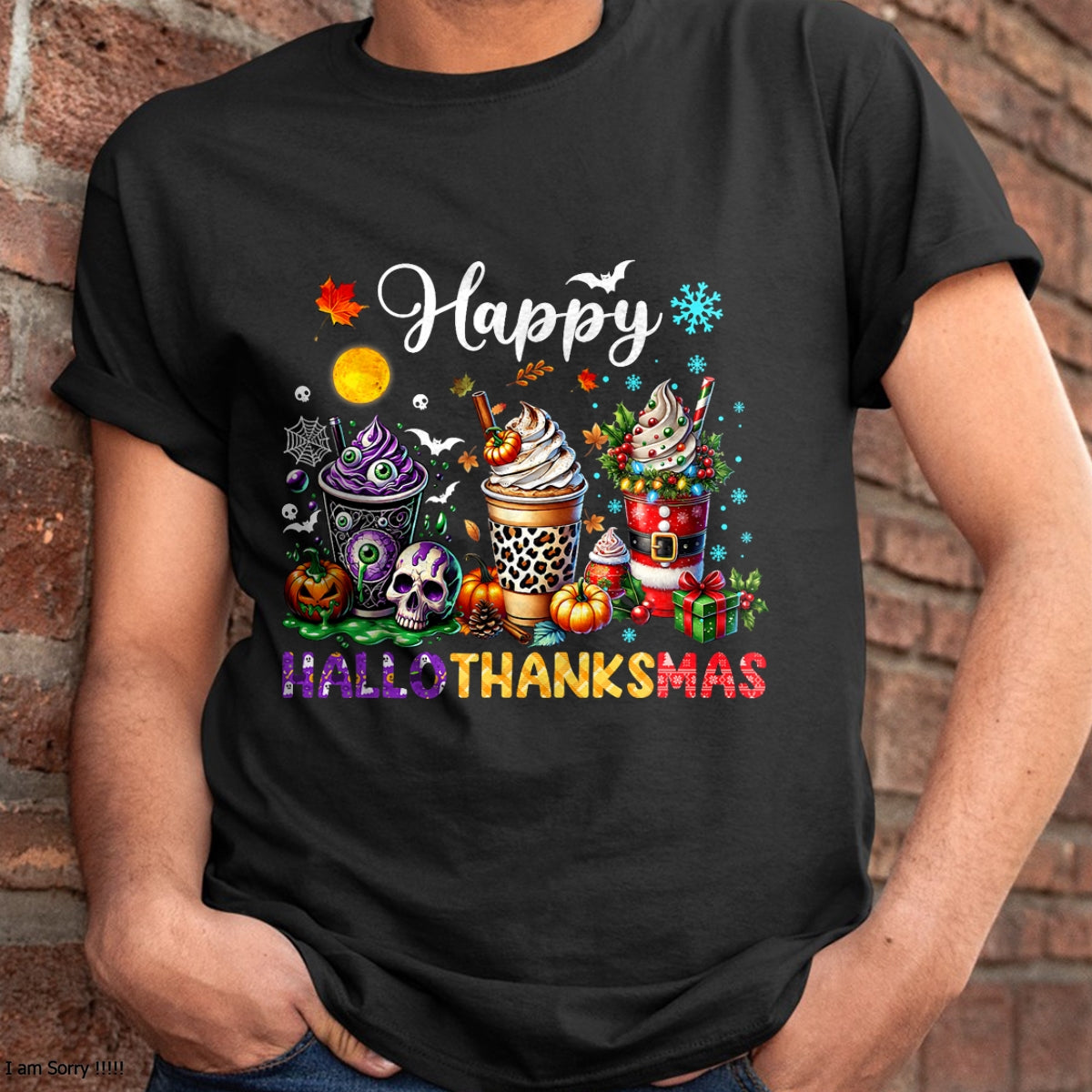 Hallowen Shirts for Family, Funny hallowen shirts, Hallowen Unisex T-Shirt/Hoodie/Sweatshirt HLT00 - Happy Hallothanksmas Halloween Coffee Latte Thanksgiving T-Shirt