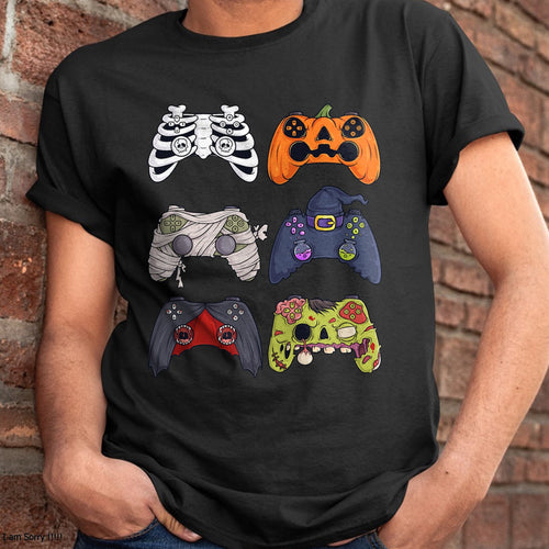 Hallowen Shirts for Family, Funny hallowen shirts, Hallowen Unisex T-Shirt/Hoodie/Sweatshirt HLT00 - Halloween Skeleton Zombie Gaming Controllers Mummy Boys Kids T-Shirt