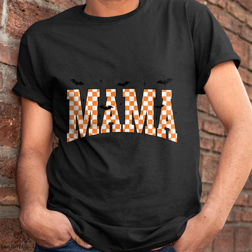 Hallowen Shirts for Family, Funny hallowen shirts, Hallowen Unisex T-Shirt/Hoodie/Sweatshirt HLT00 - Checkerboard Mama With Spider Halloween Mama Spooky Vibes T-Shirt